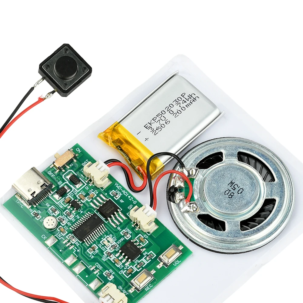 프로그래머블 8M 녹음 가능한 생일 카드 음악 음성 모듈 칩 DIY 음성 오디오 장난감 인사말 카드 버튼 라이트 컨트롤