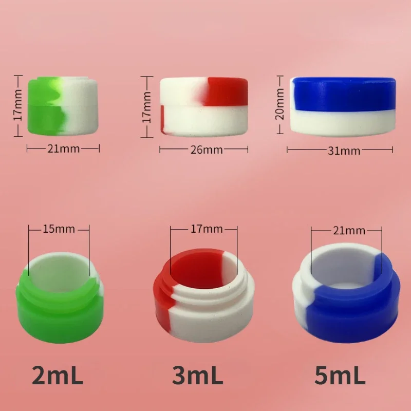 Mini Storage Boxes 10PCS Silicone Container 2ML 3ML 5ML Jar Storage Box Mix Colors Nonstick Concentrate Containers Jars Oil Wax Case