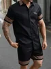 Summer Men's Short Sleeve Shirt And Beach Shorts Set Outdoor Street Men's Fashion Shorts Leopard Print Men's Short Sleeve Shirt 5