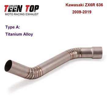 For Kawasaki ZX6R 636 ZX 6R ZX-6R Niddle Pipe 2009-2019 51mm Motorcycle Exhaust Contact Link Pipe Slip on Motobike Elbow