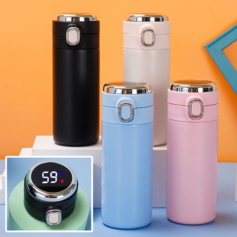 Smart 304 Stainless Steel Vacuum Water Cup Candy Colors Temperature Display Cup Business Gift in-Car Thermos Christmas Gifts