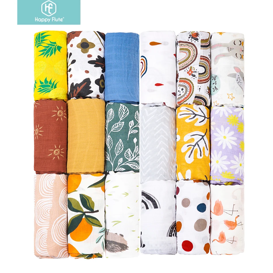 Happy Flute Cotton Muslin Swaddle Stroller Cover Baby Infant Newborn Gift Cloth Wrap