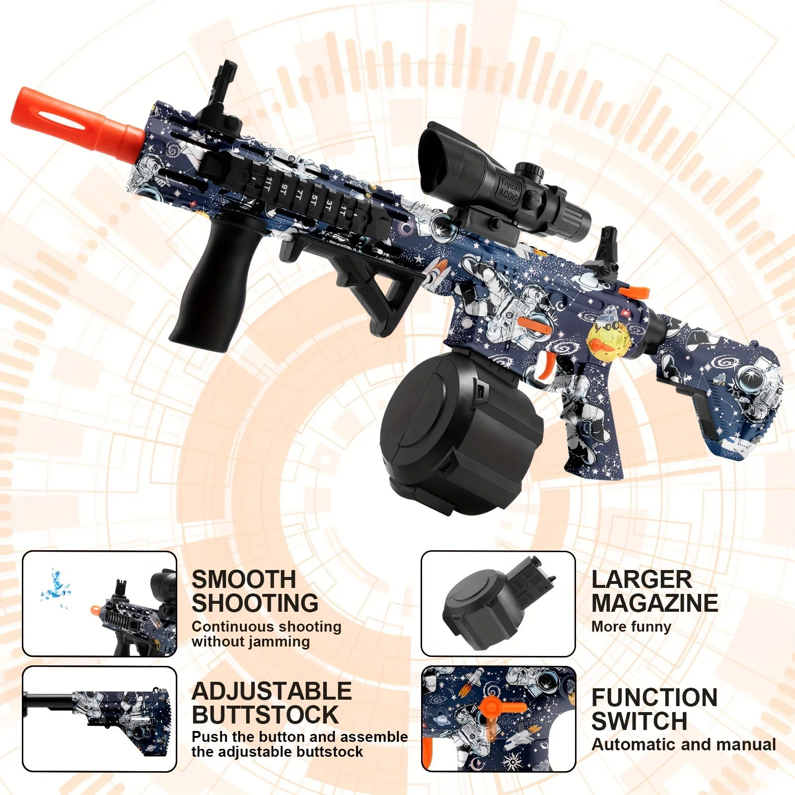 

2024 высокоскоростная игрушка M416 AEG, автоматическая и ручная, с двумя режимами, с очками, отлично подходит для взрослых и детей