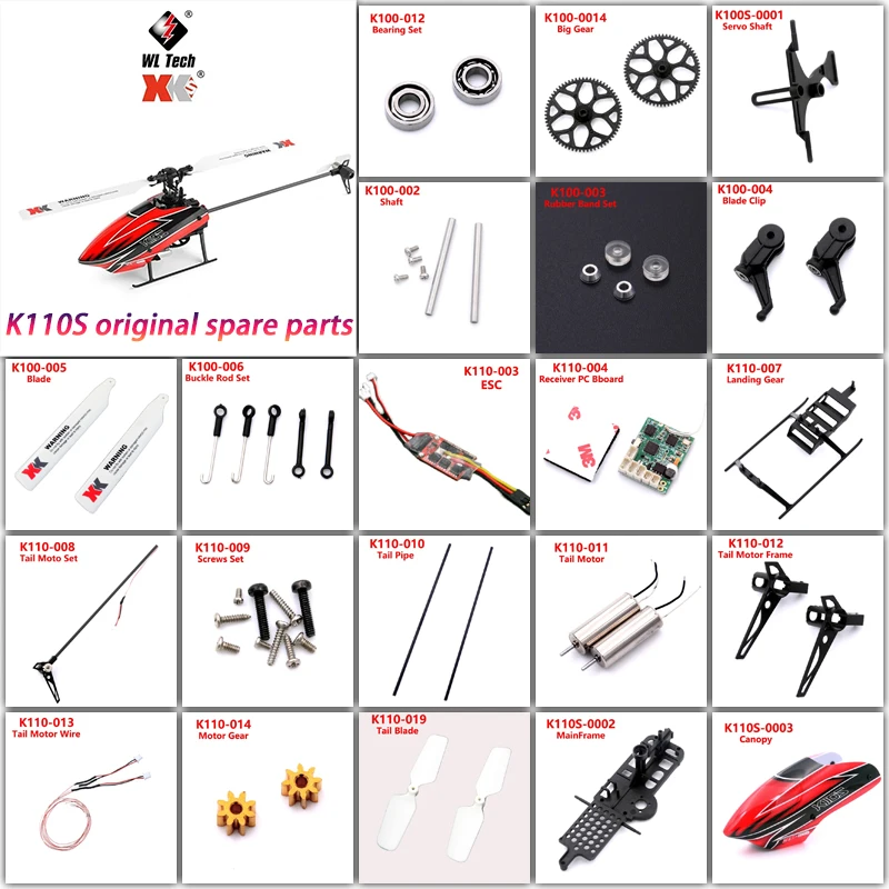 

Wltoys XKS K110S K110 телефон с сервоприводом, редукторный мотор, головка, Задний навес, ESC плата для K110S, обновленные детали