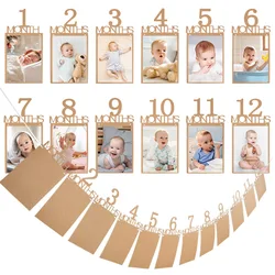 1st Birthday Photo Banner Decoration - Celebrate Baby's First Year with Monthly Milestone Picture Garland (B01)