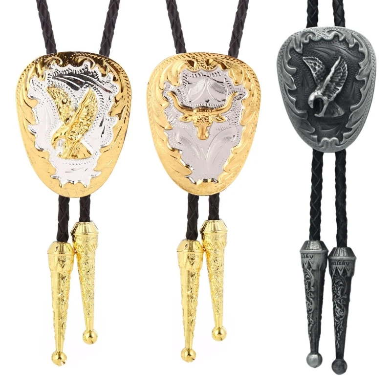 

Braided Shoestring Eagle Bolo Tie with Metal Eagle Cowboy Necktie Necklace Dropshipping