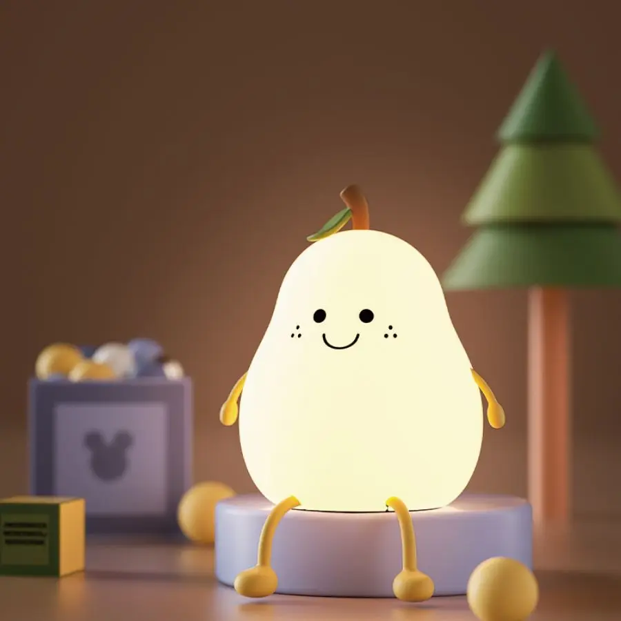 LED Pear Fruit Silicone Night Light 7 Colors Dimming Touch USB Rechargeable  Cartoon Bedside Lamp Bedroom Decor Cute Kid Gift - AliExpress