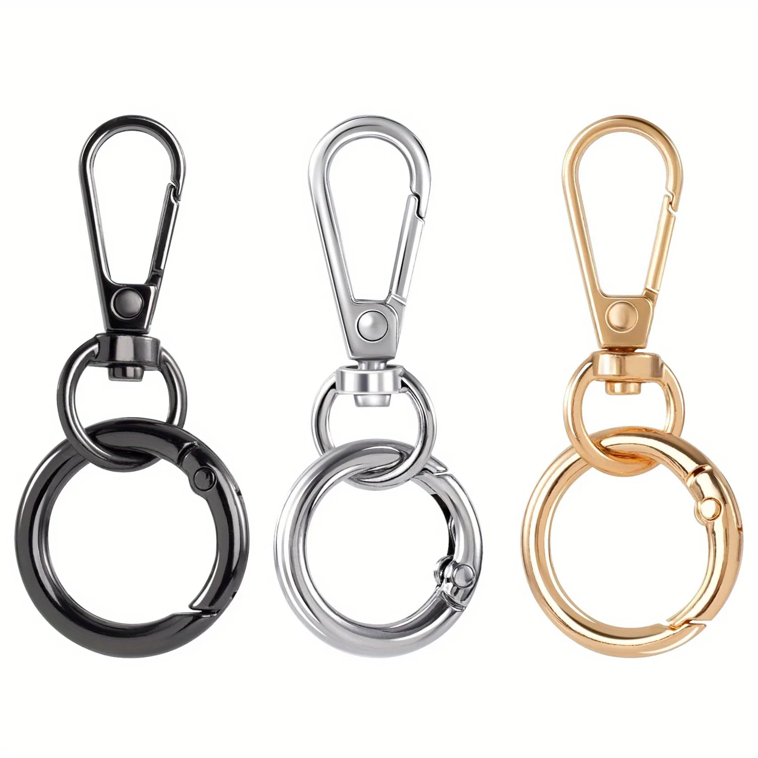 Swivel Clasp Clip Metal Swivel Snap Hooks Double Opening Key Chain Clip Key Ring 2 Sets for DIY Crafts Lanyard Making