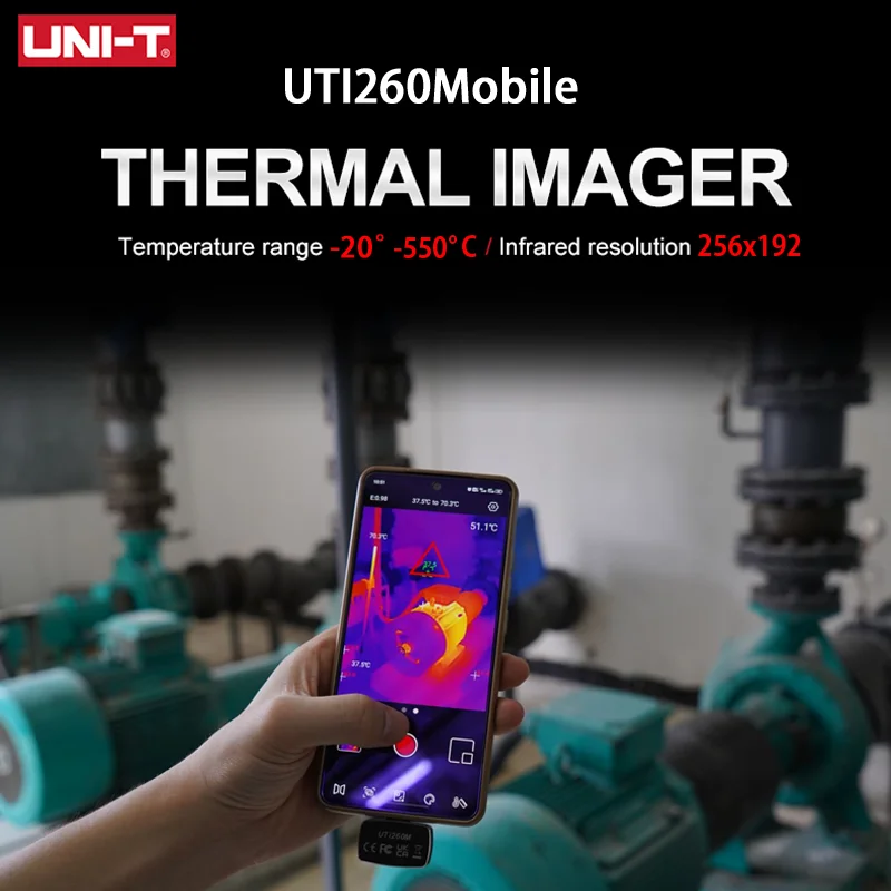 

UNI-T UTI260M Мобильная тепловая камера для телефона Android 25 Гц, промышленный осмотр, обнаружение потери тепла, инфракрасный тепловизор