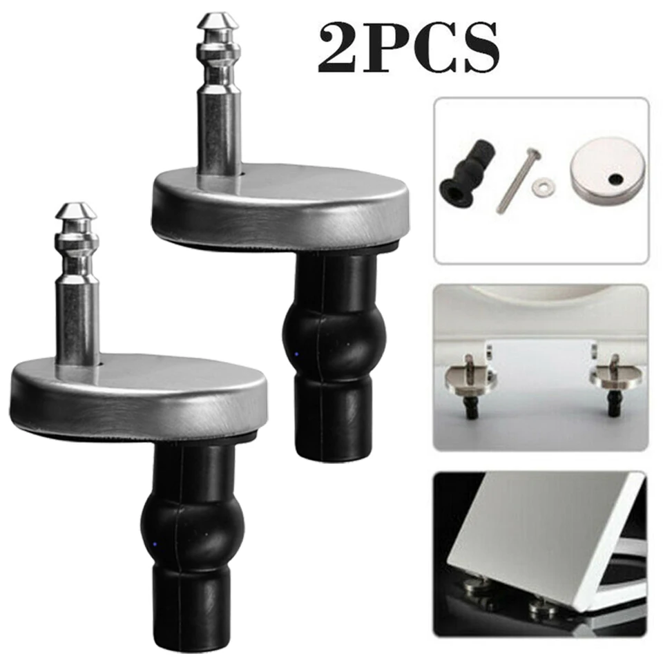2-Pack Universal Toilet Seat Hinge Fixings Kit - Stainless Steel, Top Fix Nuts & Screws, Quick Release - View #11