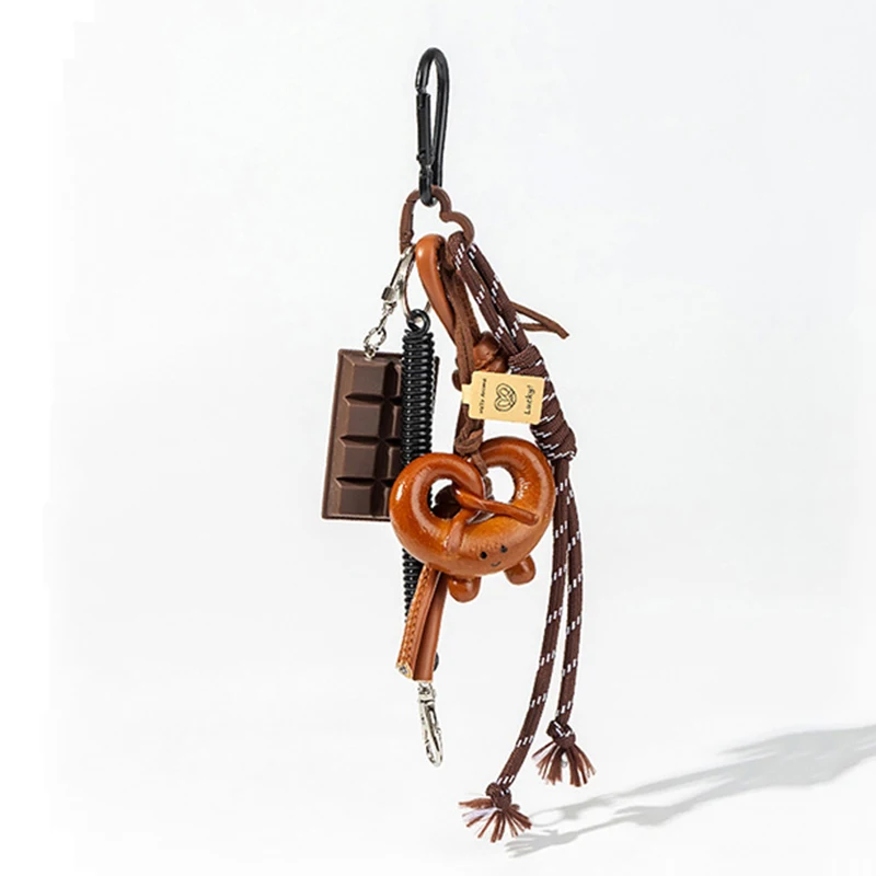 Braided Rope Bag Pendant High-grade Keychain Pendant Cute Alkaline Water Bread Ins Bag Pendant Chocolate Pendant