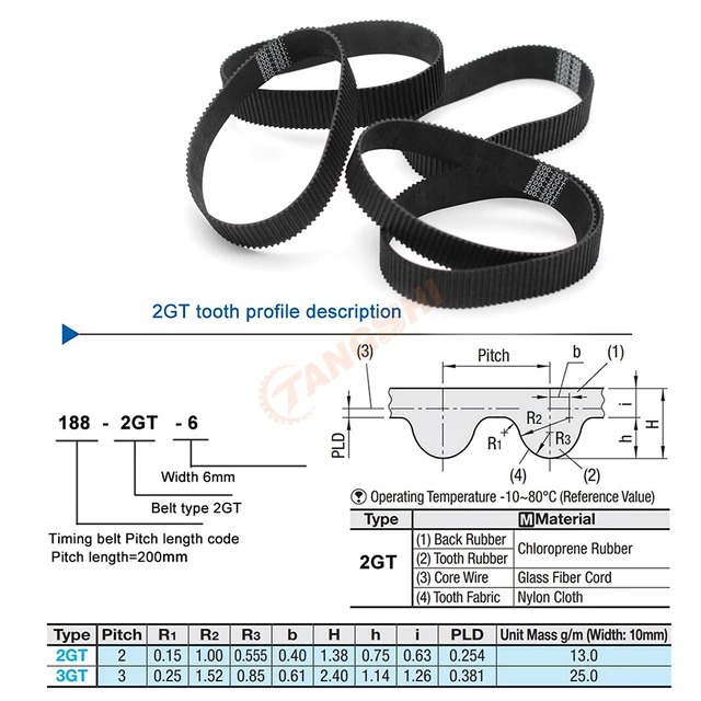 Timing Belts 3D Printer GT2 6mm Closed Loop Rubber 2GT Timing Belt