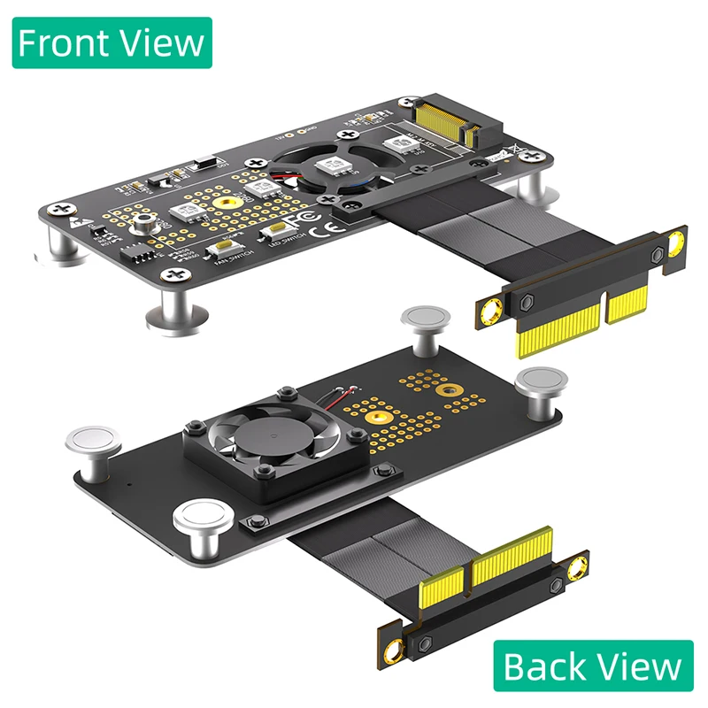 냉각 선풍기 RGB LED 마그네틱 패드 포함 익스텐션 케이블 라이저 보드, PCI 익스프레스 3.0 4X-M 키 컨버터, M.2 NVME-PCIE X4, 10cm