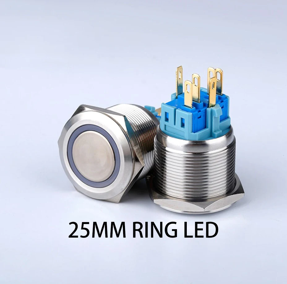 22S-25S-22MM-Metal-Waterproof-Flat-Round-Self-Locking-Reset-12V-220V ...