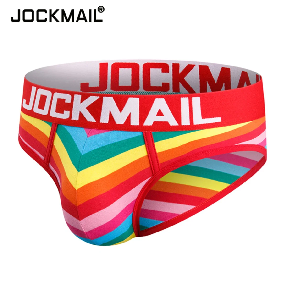 JOCKMAIL Men Underwear Briefs Cotton Rainbow Stripe Man Brief Cueca Masculina Male Striped Panties Underpant Hombre Calzoncillos