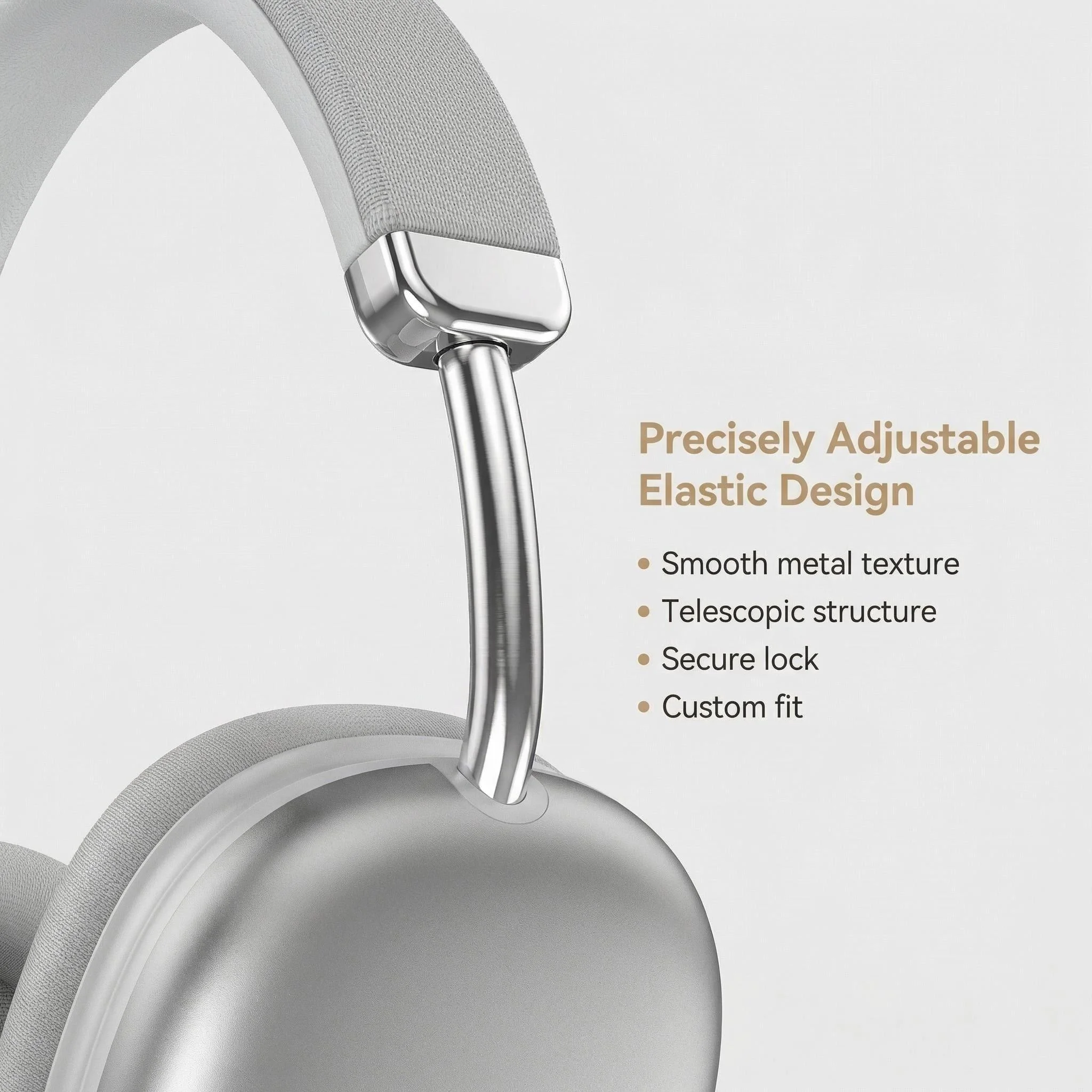 Cuffie Over-Ear con Fascia in Tessuto, Wireless Stereo HiFi, Asta Metallica Regolabile, per Musica all'Aperto, con Cancellazione del Rumore - Image 3