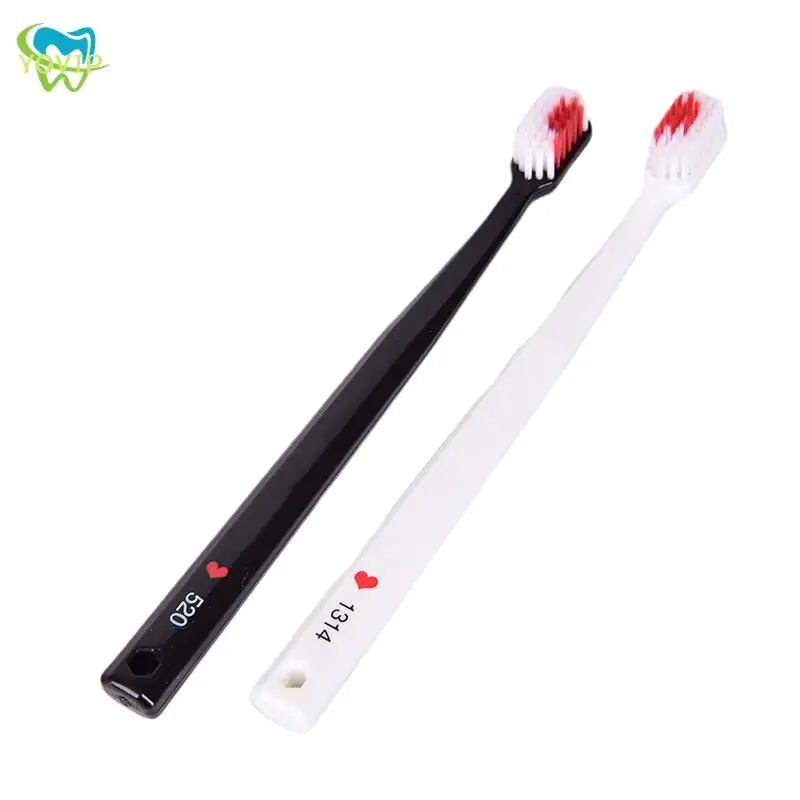 1 쌍 커플 칫솔, 성인용 블랙 화이트 심플한 하트 칫솔, 부드러운 강모 칫솔, 결혼 선물