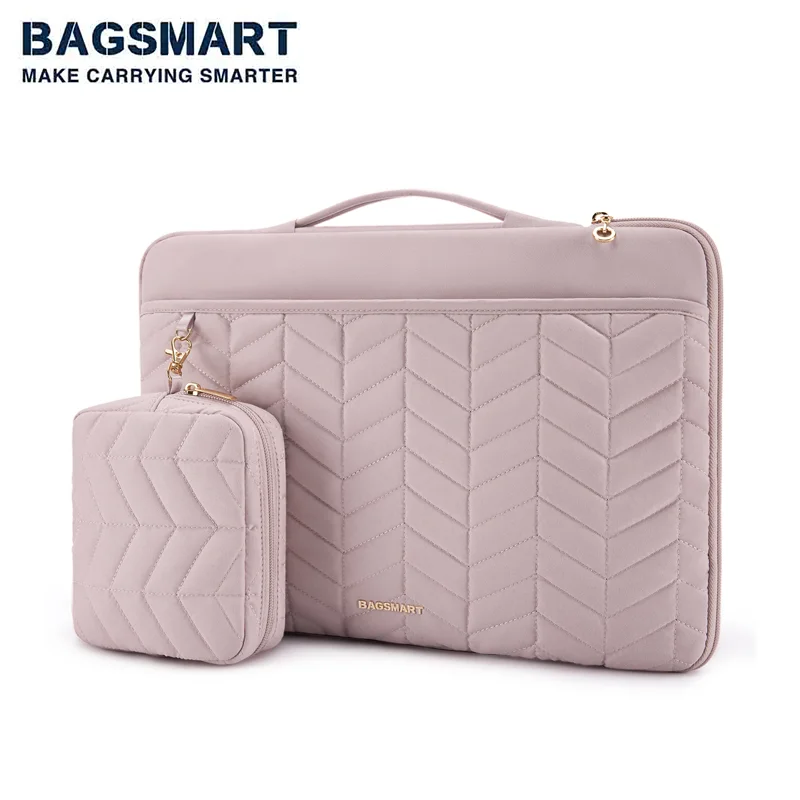 Bagsmart-laptop Case Bolsa para Macbook Air Ipad 15.6 Equipado com Dell hp Luva de Computador Portátil com Alça Bolsa Acolchoado Puffy