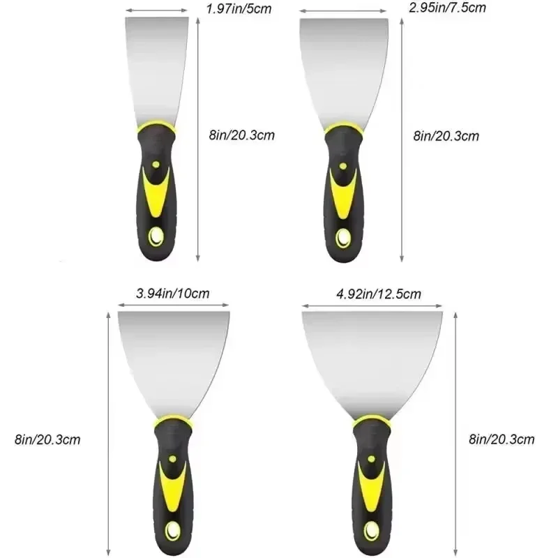 putty knife scraper 2/3/4/5 Inch Carbon Steel Putty Knife Scraper Multi-Size Spatula Paint and Wall Repair Tool Household and Indus