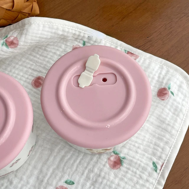 Cute Ceramic Snack Bowl with Lid, Exhaust Hole, Sealed and Fresh