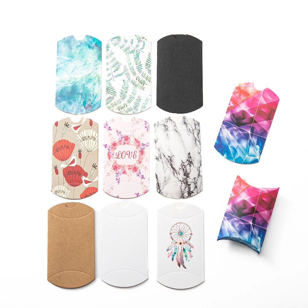 

10Pcs Pillow Shape Candy Box Kraft Paper Packaging Boxes Wedding Favors Birthday Party Decorations Packaging Accesories Supplies