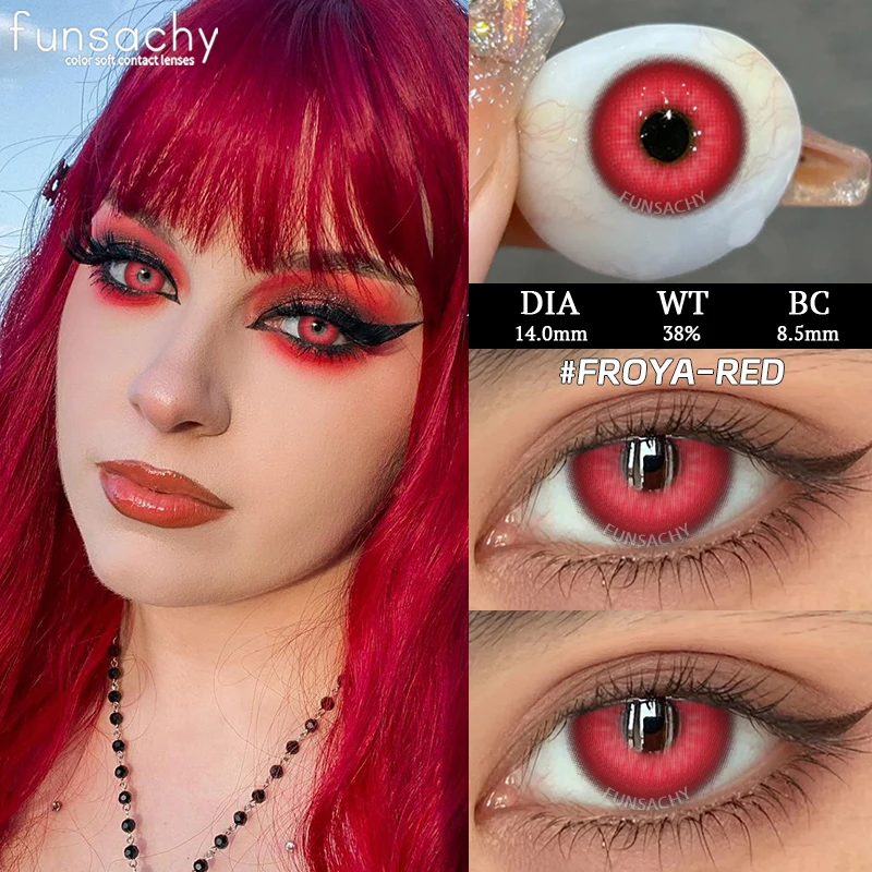 FUNSACHY 2 Stück farbige Cosplay-Kontaktlinsen für Augen, Anime-Rollenspiele, Kontaktlinse, verrückte Halloween-bunte mehrfarbige Linse – Detail 19