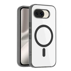 Luxury Clear Acrylic Magnetic Case with Wireless Charging and Shockproof Bumper Cover - Google Pixel 10a (Black)