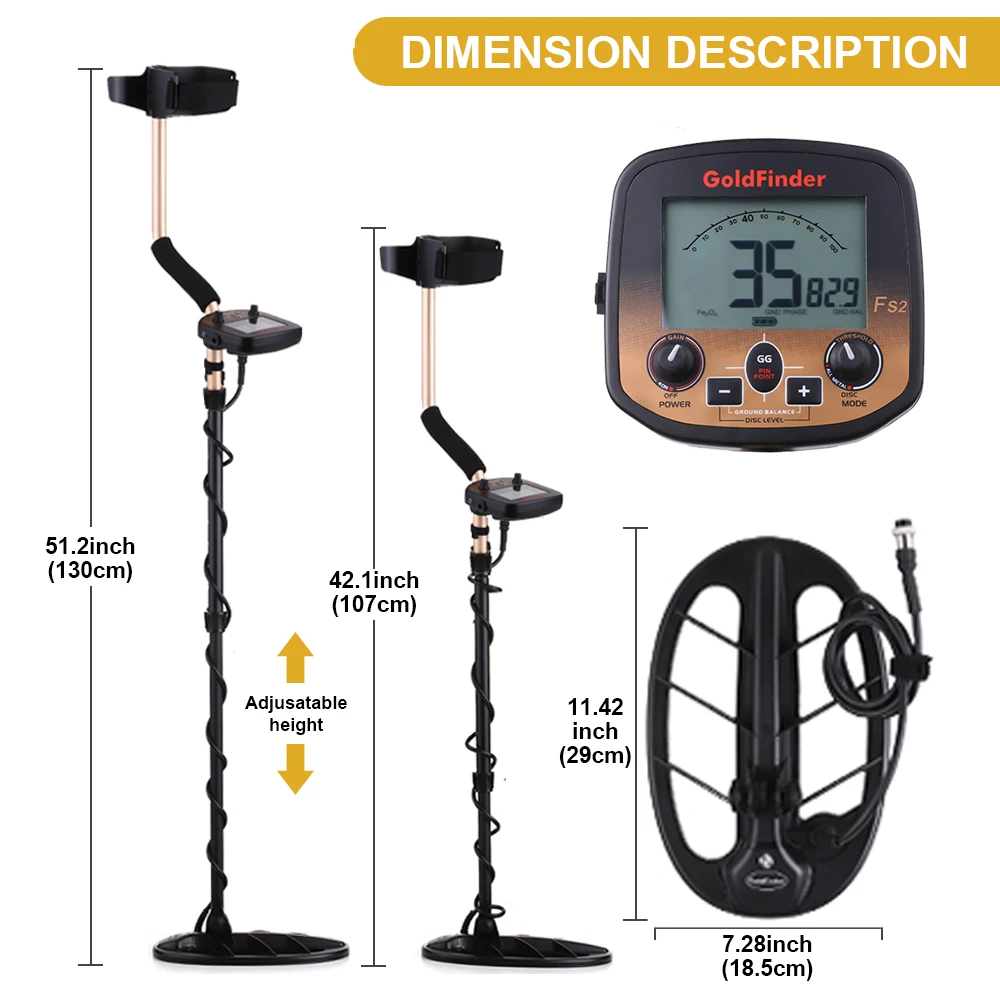 Professional Metal Detector FS2 High Sensitivity Gold Detector Underground Metal Detector Gold Detector Waterproof Search Coil