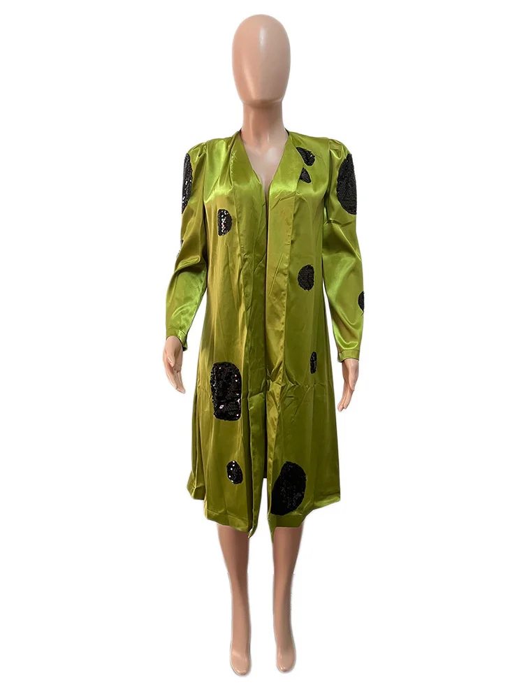 Wmstar Women Fall Winter Clothes Trench Jackets Coat Dot Print Fashion Street Out Wear Long Tops Wholesale Dropshipping S-2XL