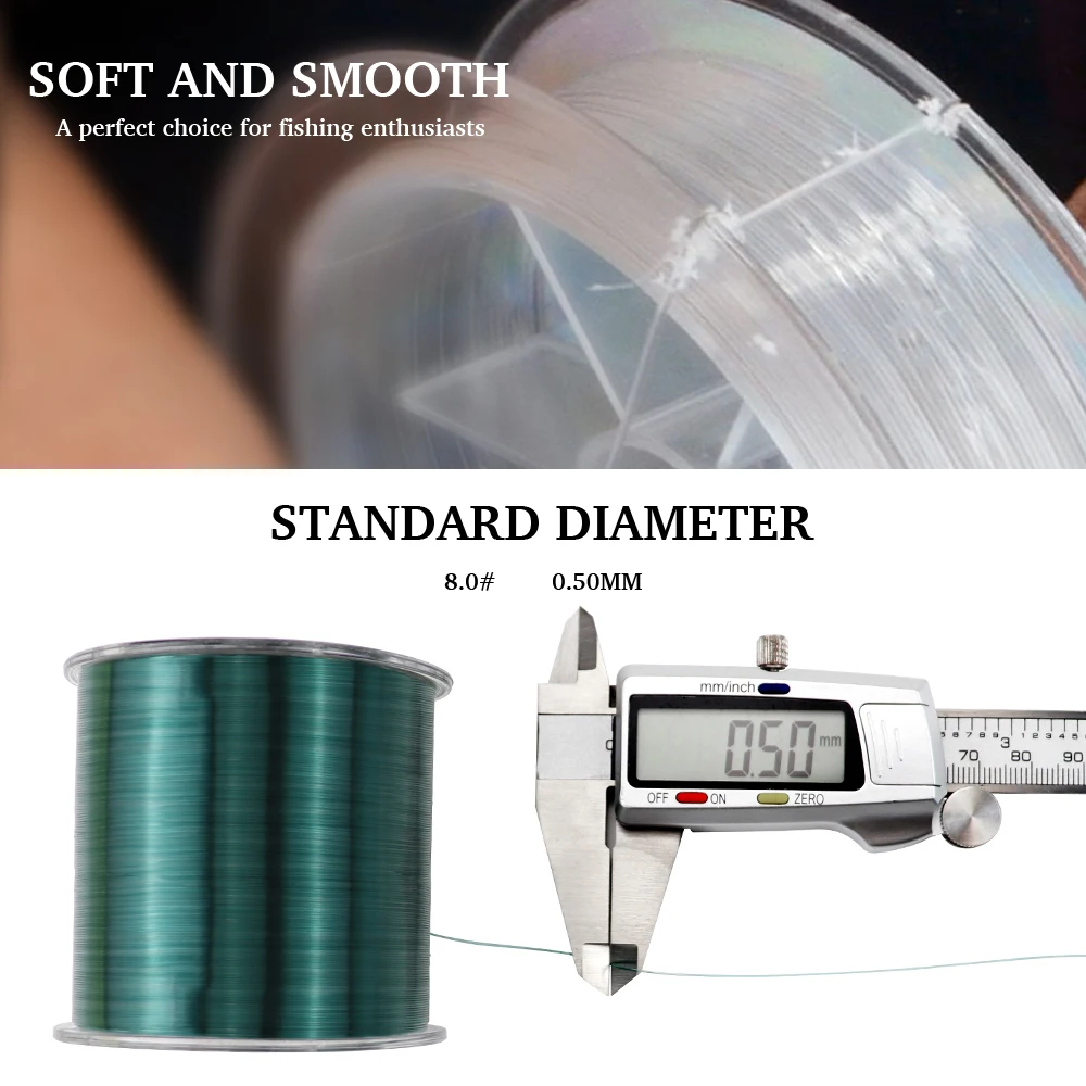 500M Super Strong Fishing Line Japan Durable Monofilament Nylon Fishing Line Sea/Freshwater Main Line Leader Fishing Wire 28.6LB 6