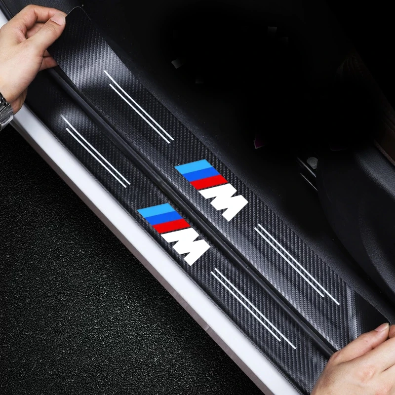 Car Door Sill Stickers Carbon Fiber Door Sill Film Car Sticker For BMW M Power X1 e84 X3 f25 X5 e53 x6 e71 ix3 i3 Accessorie