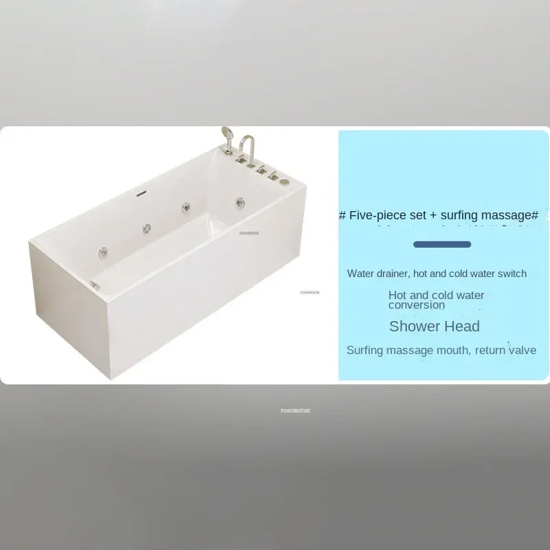 Bathroom Independent Surf Massage Bathtub Household Aldult Bathtub Small Apartment Rectangle Acrylic Design Jacuzzi With FaucZX 5