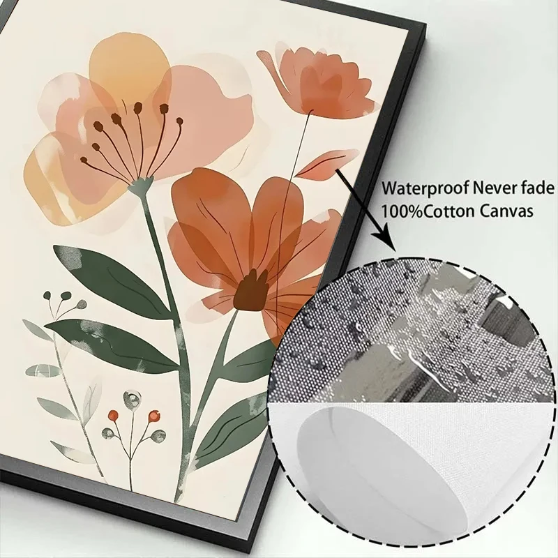 1pc frameless canvas Minimalist Neutral Floral Art Retro Posters Modern Bohemian Prints Wall Art Picture Living Room Home 6