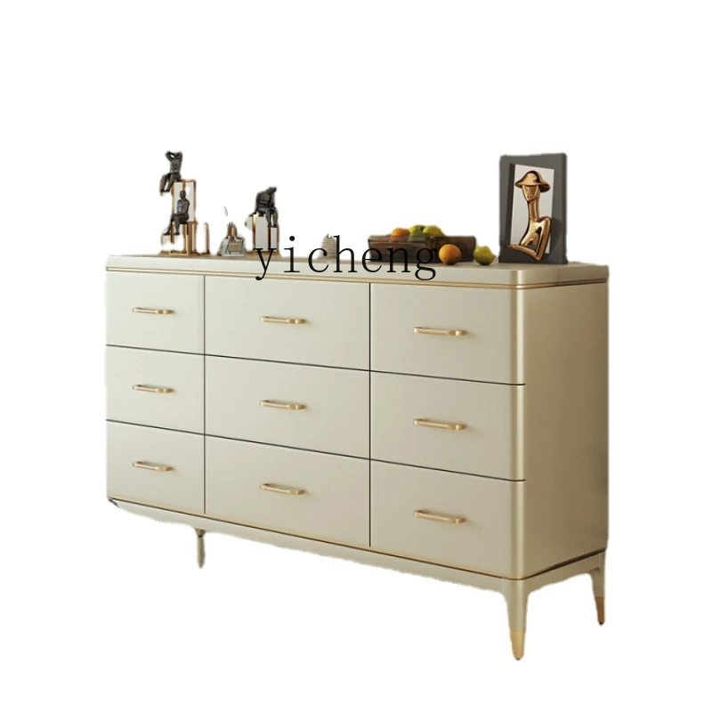 

Zk Light Luxury Chest of Drawers Solid Wood Simplicity Six Nine Chest of Drawers Hallway with Door Storage Drawer Locker