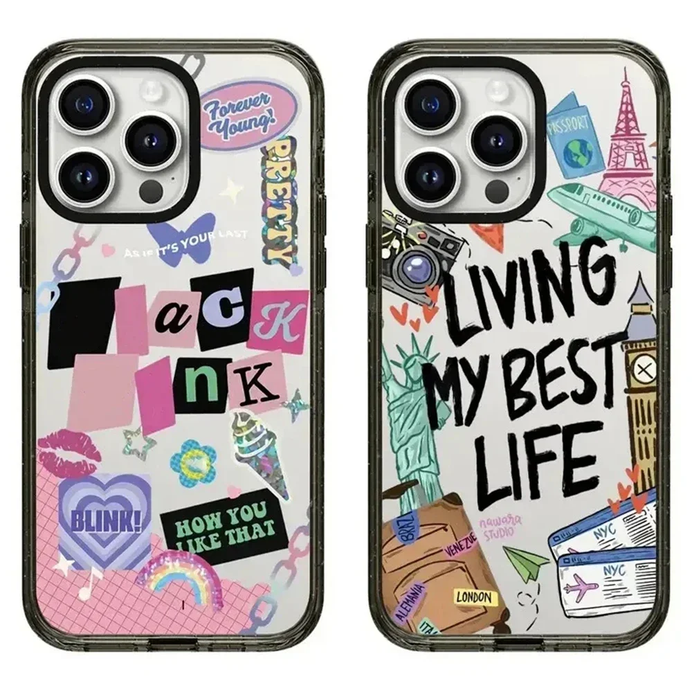 

2.0 Acrylic MagSafe Black Border Travel iPhone 11 12 13 14 15 Pro Max Case - Protective iPhone Case