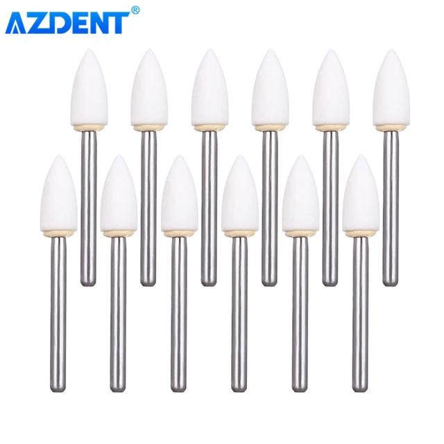 AZDENT 12 pz/pacco Dental Flame Cone Round White Stone Polisher FG Burs per la lucidatura Dental Clinic Metal Resin Porcelain 6
