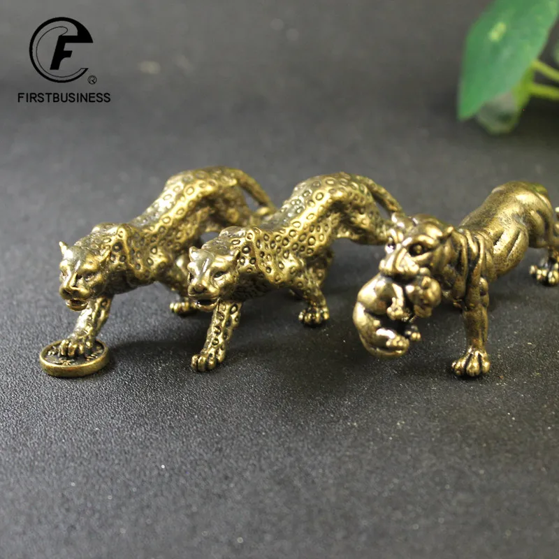 Brass Tiger Statue Mini Animals Brass Tiger Decor Ornament for