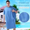 110x90cm Quick Dry Bathrobe Adult Surf Poncho Change Towel Microfiber Wearable Beach Towel Swimming Hooded Absorbent Bathrobe 4