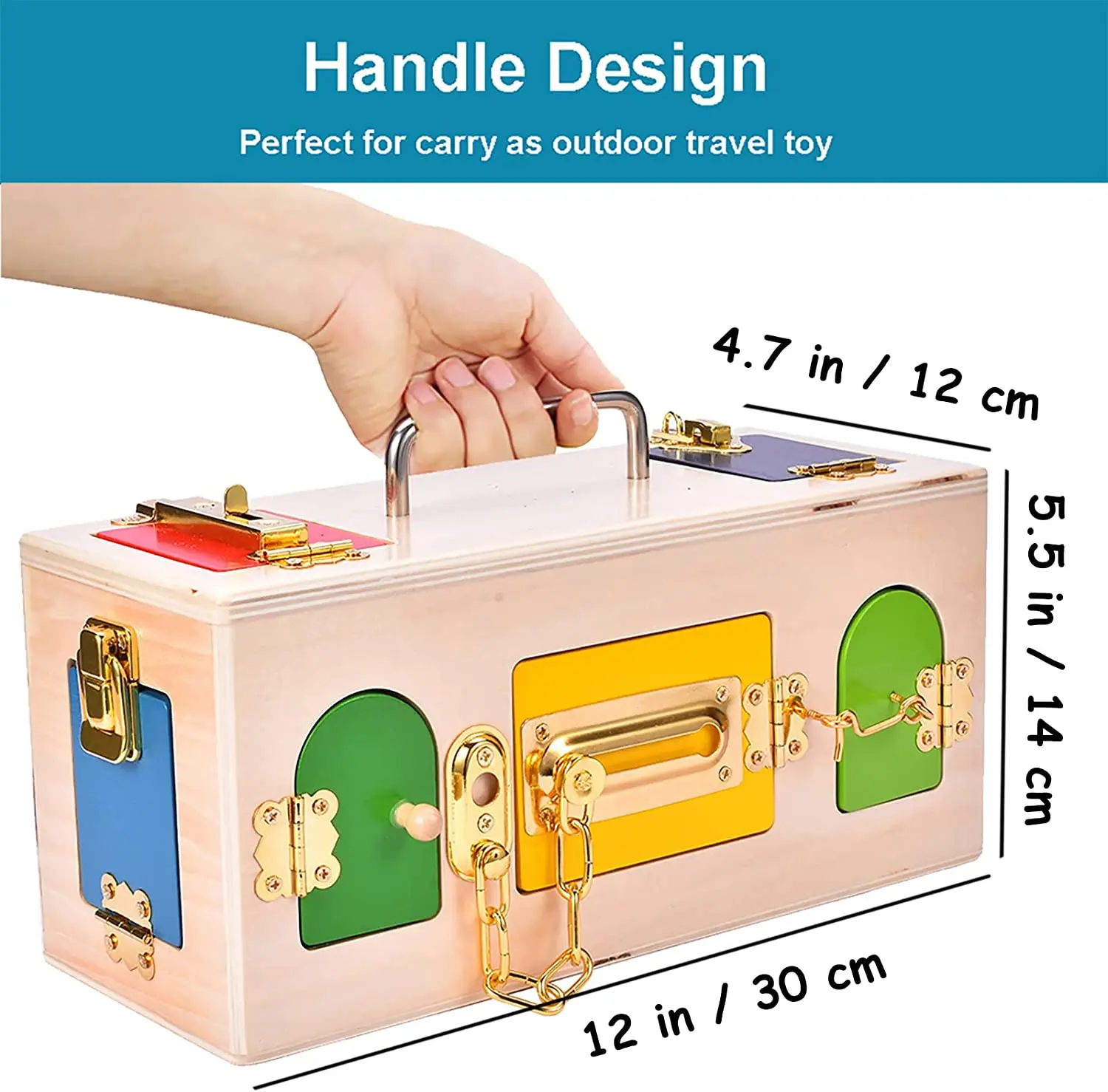  Beech Wooden Lock Box with 4 Different Doors & Various Lock  Mechanisms Helps Develop Probelm Solving Skills,Montessori Wooden  Educational Toy,Learning Fine Motor Skills Activity Board for 1+ Years :  Toys 