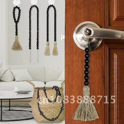 

Tassel Bohemian Style Natural Wood Bead Garland Large Wall Hanging Decorations Home Garden Decor Hanging