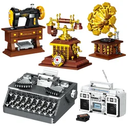 Machine à écrire, modèle de phonographe, créatif, idées de blocs de construction spécialisés, jouets de noël pour enfants, meilleurs cadeaux Lepinblocks 