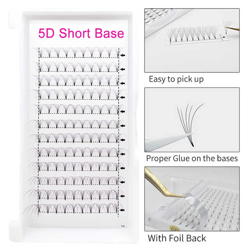 

5D короткие базовые объемные ресницы для наращивания 5D короткие стебли готовые вееры индивидуальные плетеные вручную российские накладные ресницы