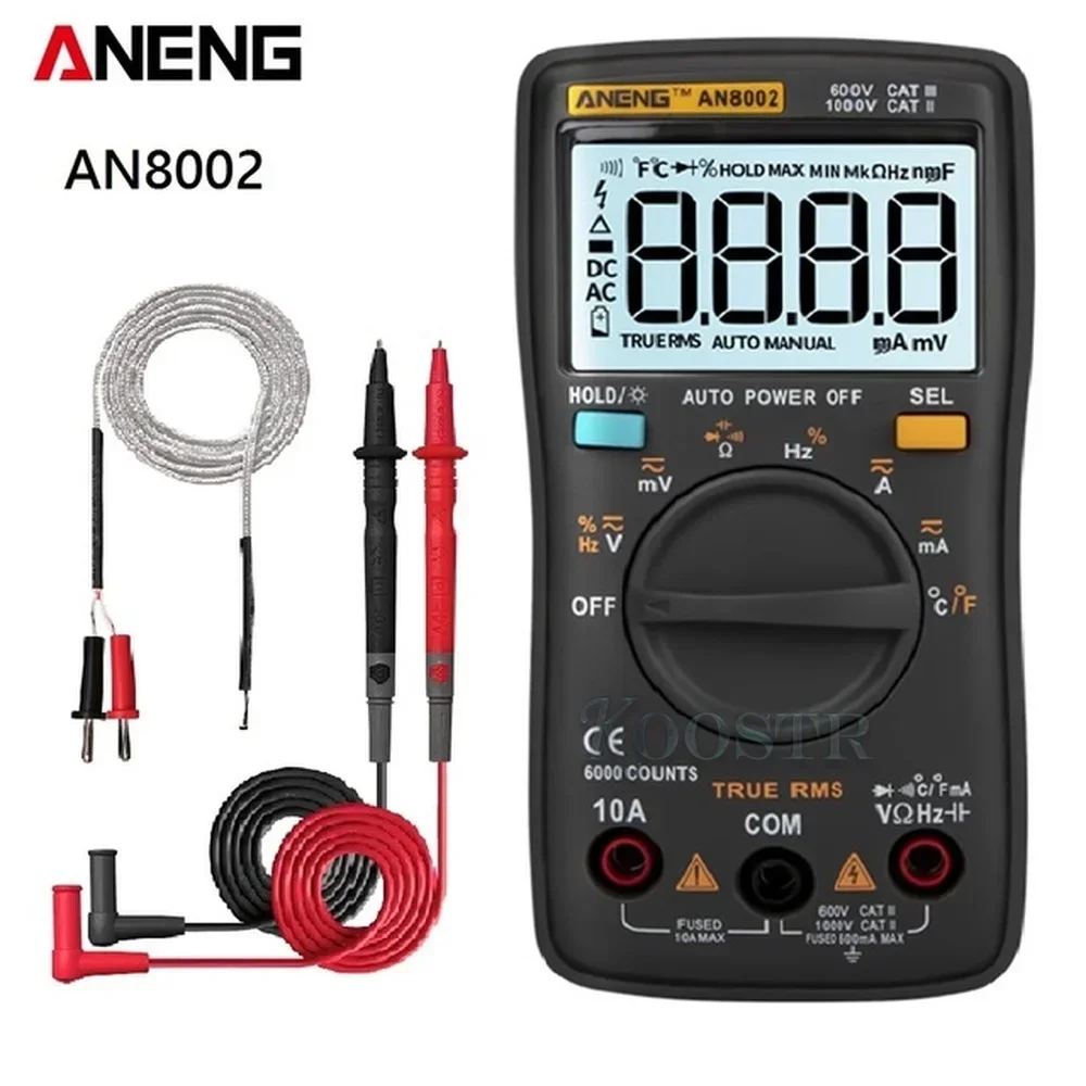 ANENG AN8002 Digital Multimeter 6000 Counts DC/AC Current Voltage Capacitor Meters Electrical Meter Transistor Tester