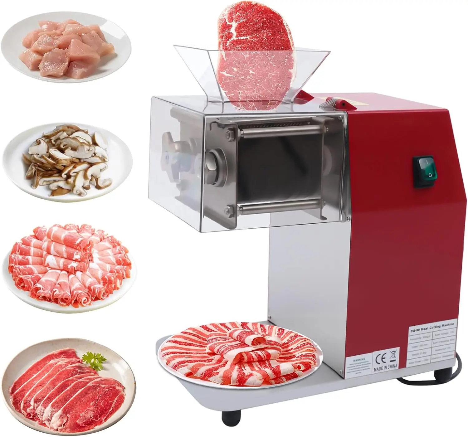 1100W Meat Cutter Commercial Meat Cutting Machine with Large Inlet Meat Slicer for Cutting Boneless Meat Chicken Lamb Beef, Stainless Steel Knife, Vertical Operation, 14.17*8.66*18.11in 2