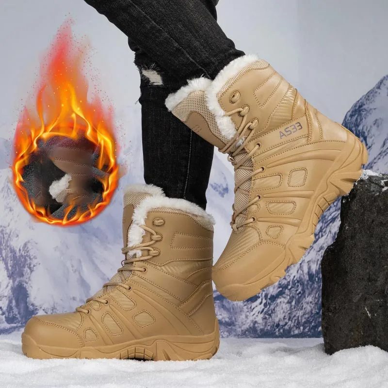 New Winter Military Boots Mens Outdoor Warm Leather Hiking Boots Men Army Special Force Desert Shoes Tactical Combat Ankle Boots