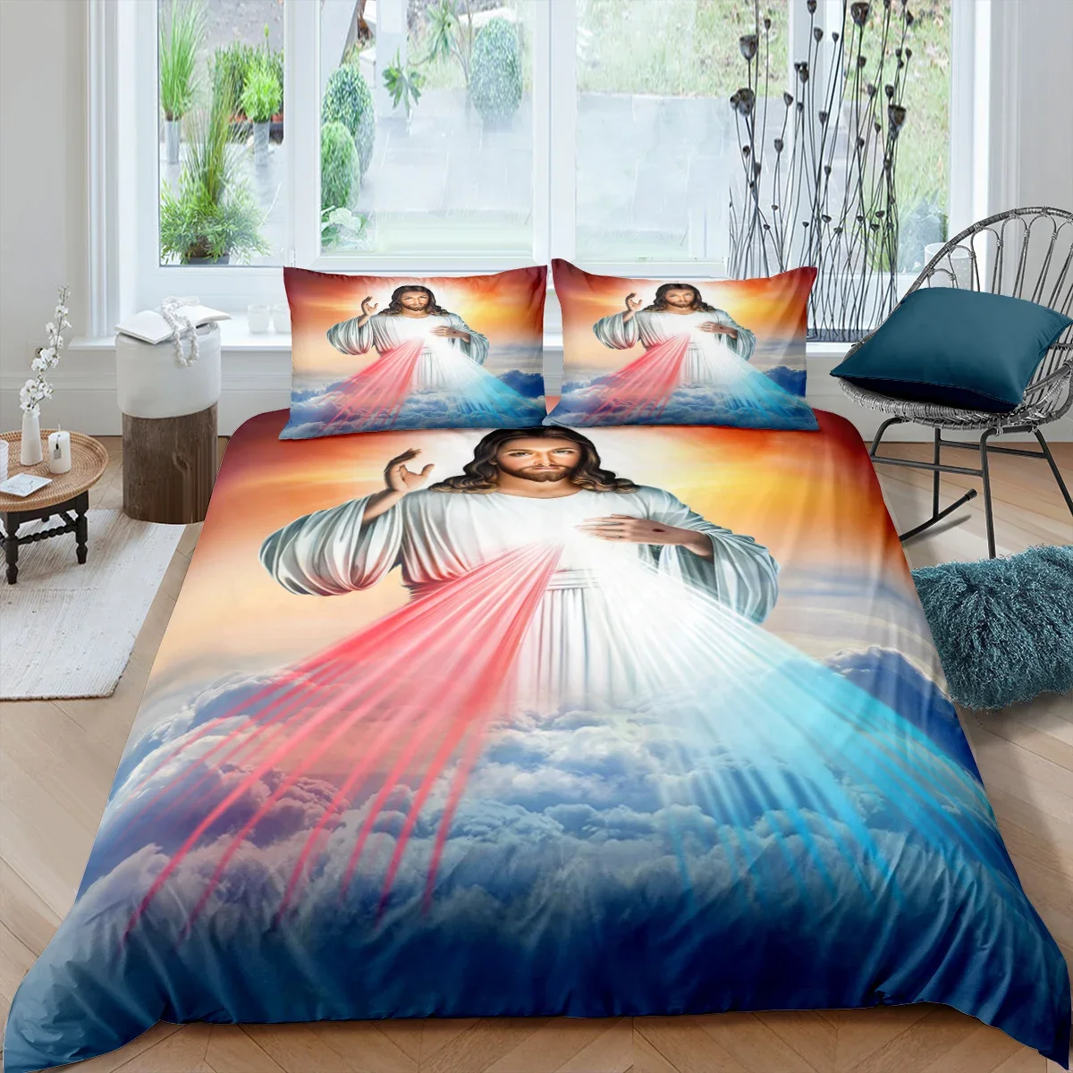 3D Jesus Duvet Cover Christian Sacred Jesus Bedding Set Comforter Cover Suitable For Christian Jesus Bedding God Bless You
