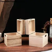 Retro Wooden Box Postcard Storage Organizer Box Retro Jewelry Box Desktop Handmade Wood Clamshell Storage Hand Decoration 2