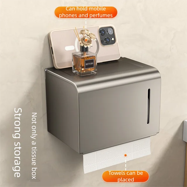 กล่องกระดาษชําระกันน้ําติดผนังม้วนกระดาษลิ้นชักผ้าเช็ดตัวลิ้นชักชั้นวางของออแกไนเซอร์ห้องน้ํา 1