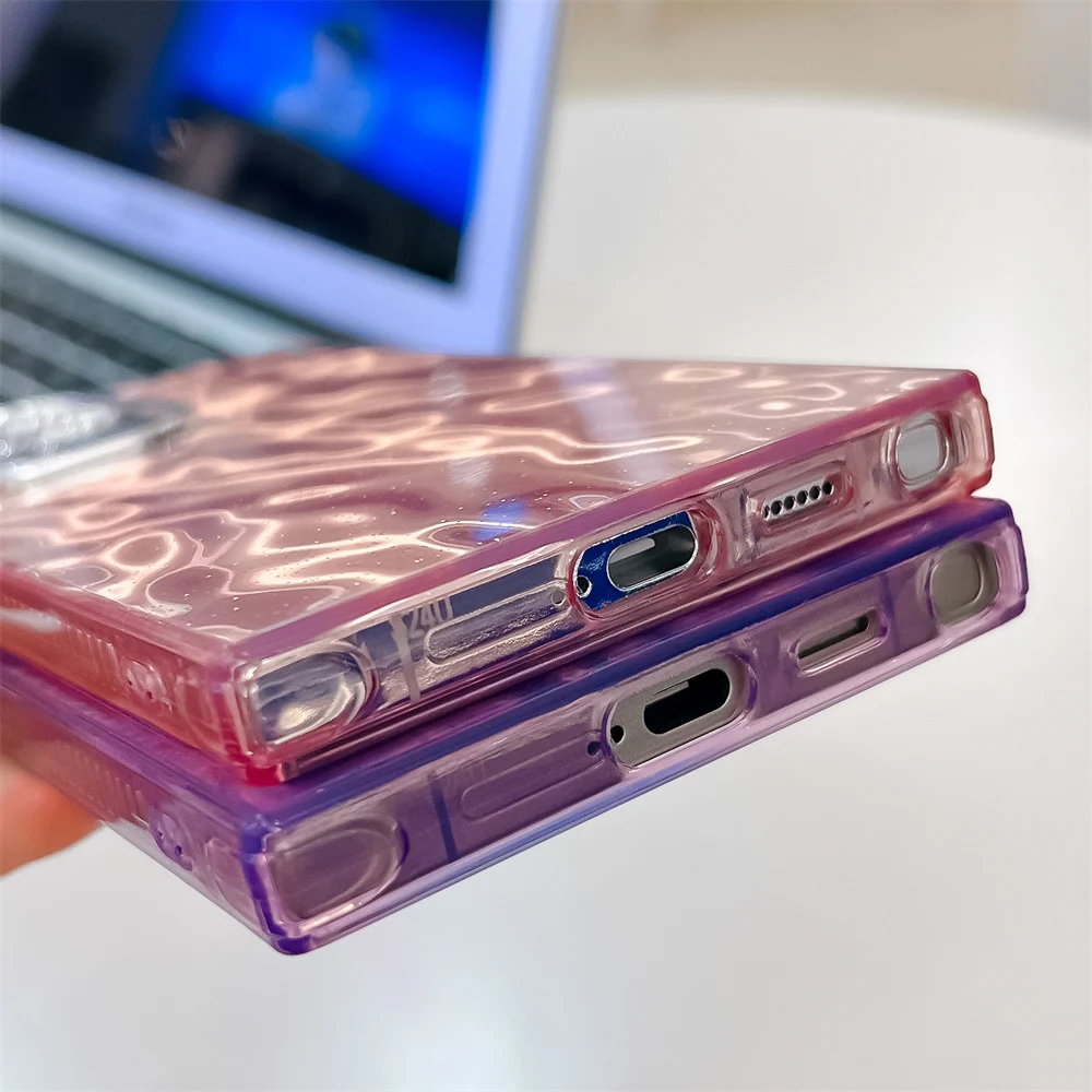 Laser Glitter Water Ripple Colour Aurora Phone Case for Samsung S24 Plus FE S23 Ultra A55 A54 A35 A25 A15 Lens Protective Cover_voghion.com