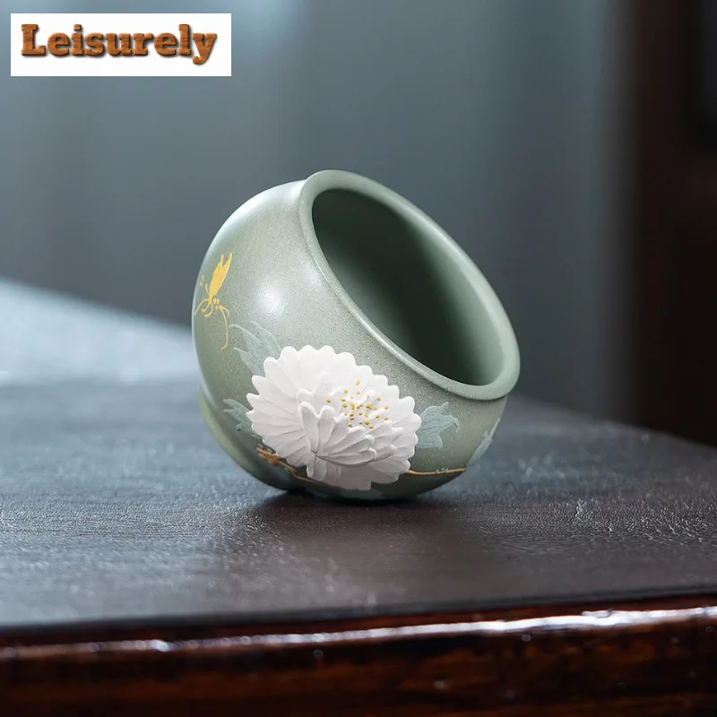 160ml Yixing Zisha Peony Teacup Zen Tea Bowl Tea Cup Set Tea-tasting Personal Cup Chazhan Master Cups Drinkware Decoration Gift